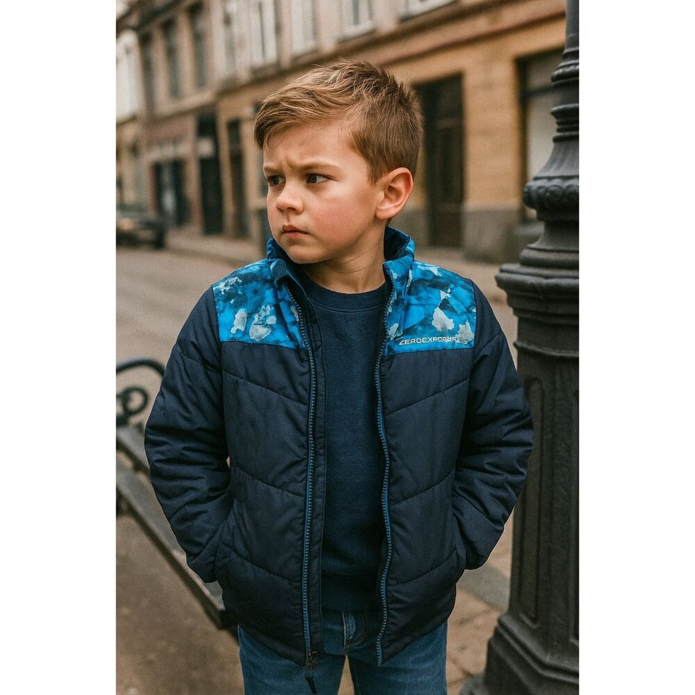 ZeroXposur Boys Puffer Jacket Blue/Black Size M Winter Water-Resistant Style